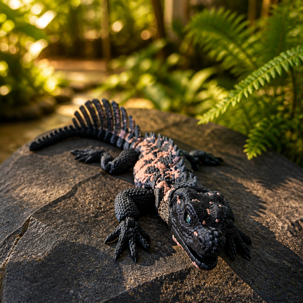 Sailfin Lizard – 3D Printed Articulated Reptile with Glass Eyes