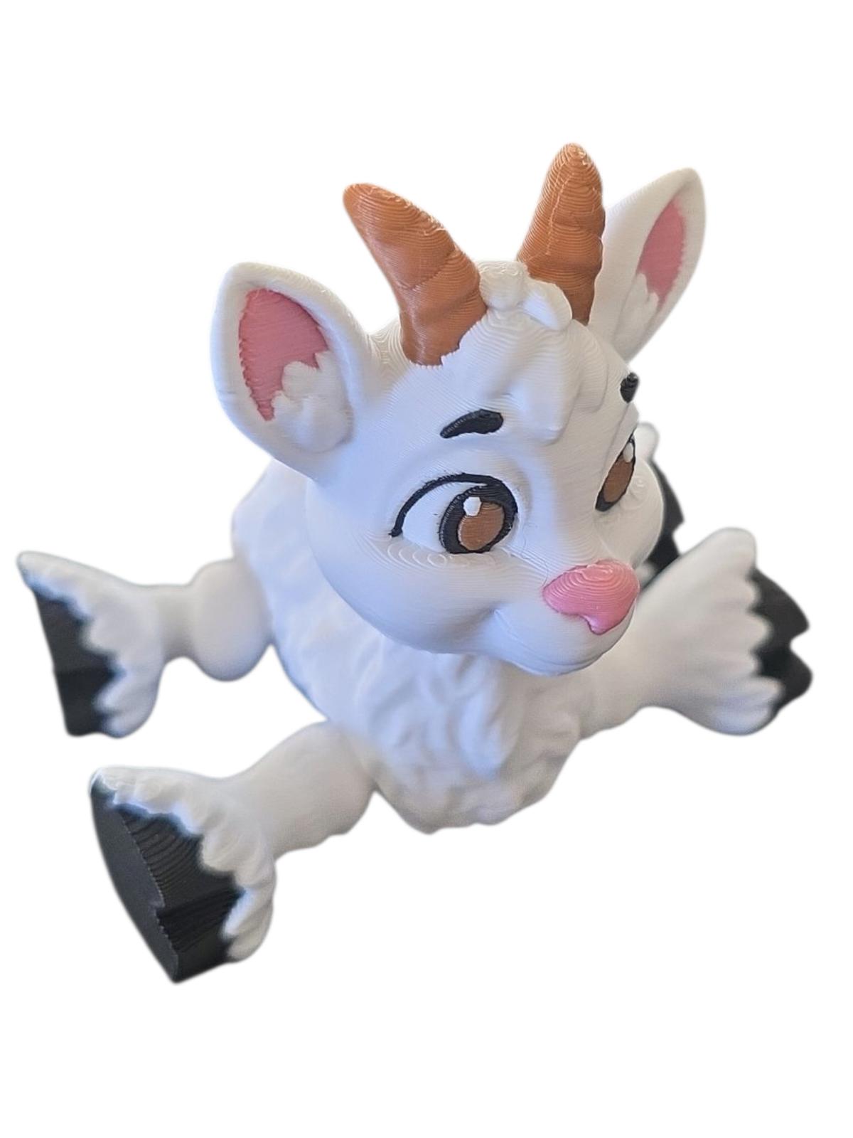 3d Printed Adorable White Goat Toy Figurine - Perfect for Kids!