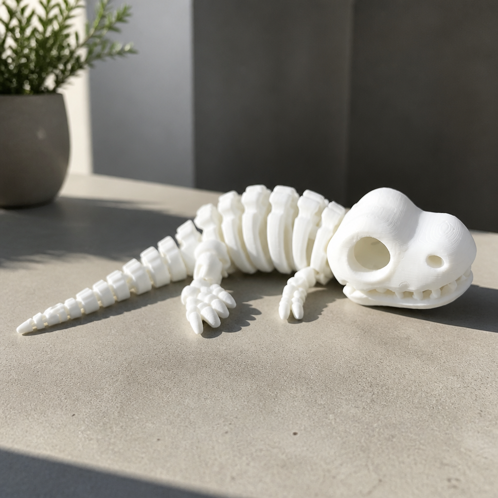 Laying T-Rex Skeleton – 3D Printed Articulated Dinosaur Collectible