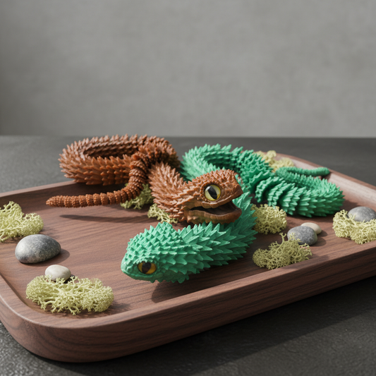 Bush Viper with Glass Eyes - 3d printed and articulated