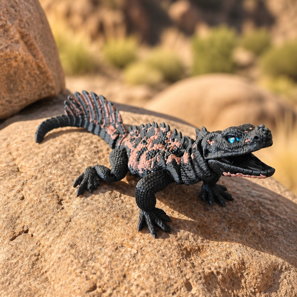 Sailfin Lizard – 3D Printed Articulated Reptile with Glass Eyes