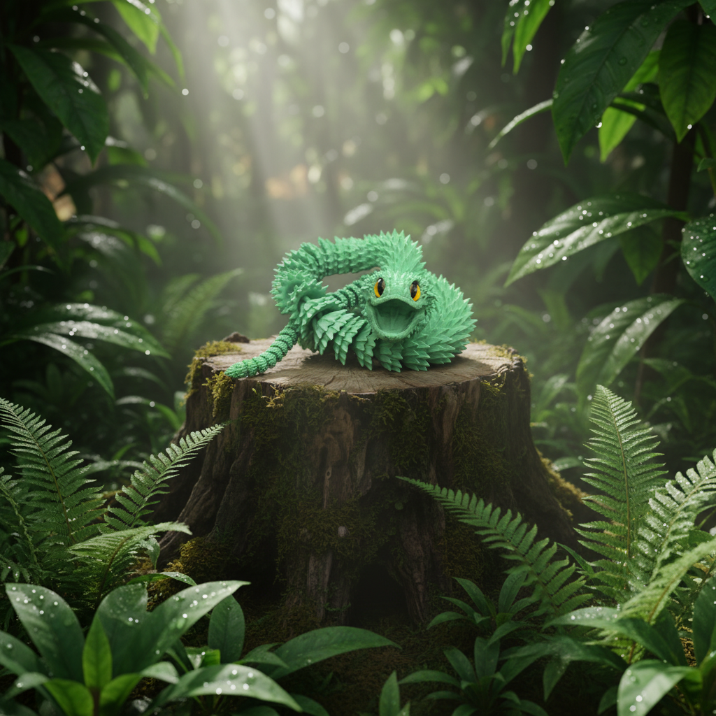 Bush Viper with Glass Eyes - 3d printed and articulated