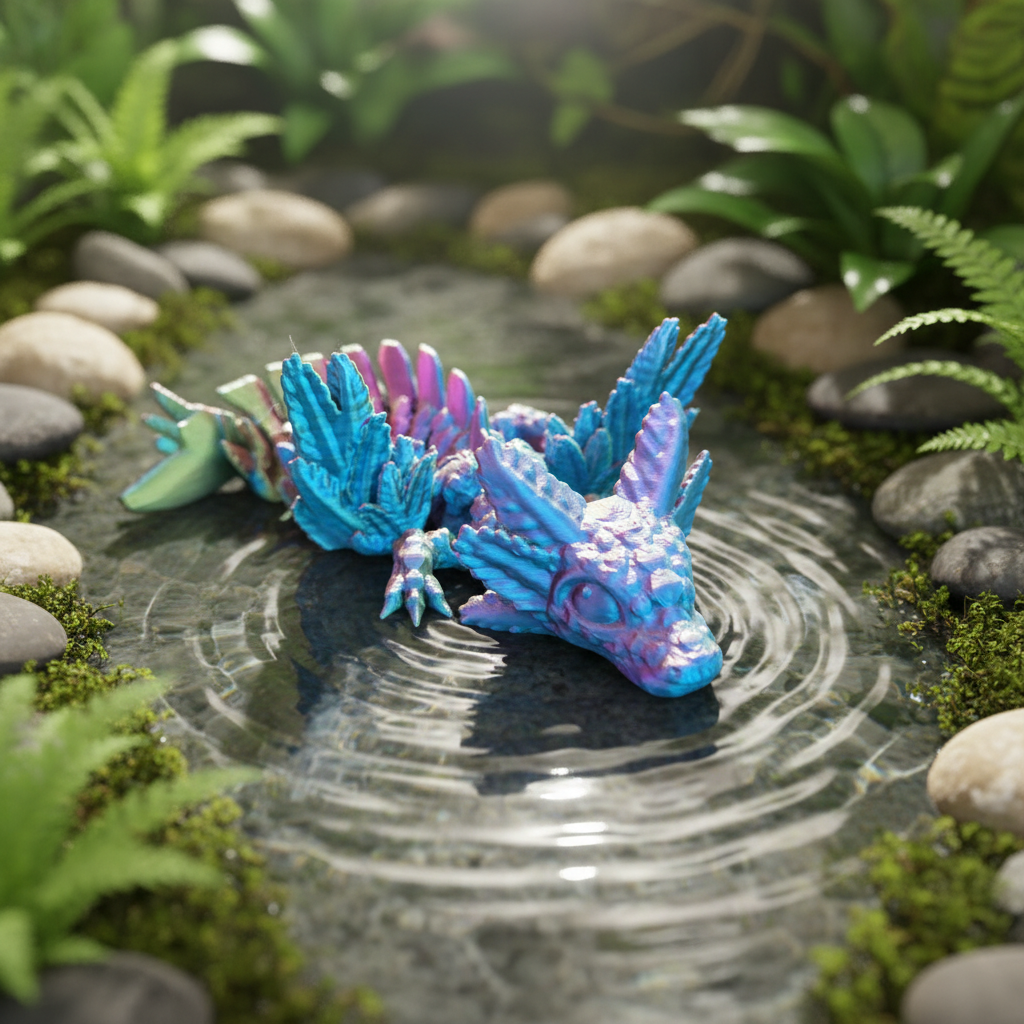 Winged Axolotl Dragon - 3d printed and articulated